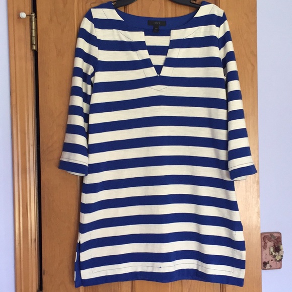 J.Crew Striped Tunic Dress in Cream and Blue - Picture 2 of 6